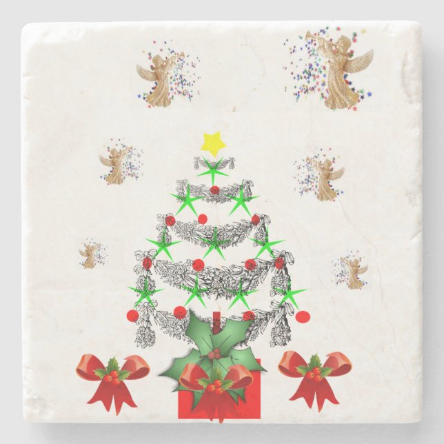 Angel Marble Stone Coaster Christmas (Front)