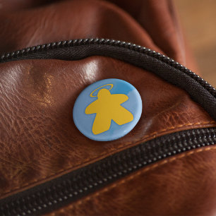 Angel Meeple Button