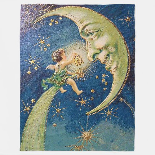 Angel Meets The Moon Fleece Blanket