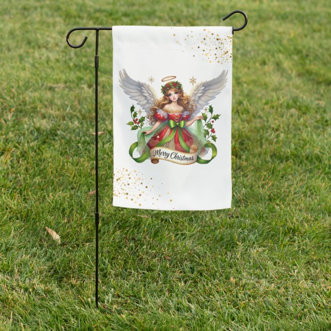 Angel Merry Christmas Yard Flag (In SItu)