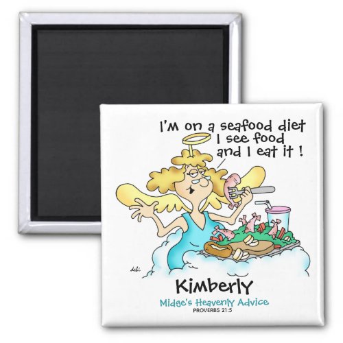 Angel Midges funny Seafood diet customizable Magn Magnet