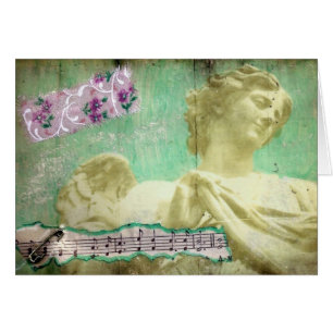Angel Mixed Media Collage Light Green Background Cards