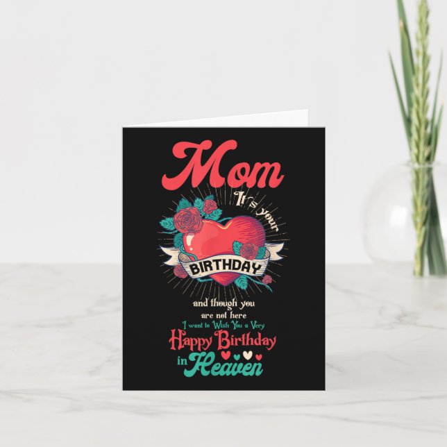 Angel Mom Happy Birthday In Heaven Memorial Day Lo Card (Front)