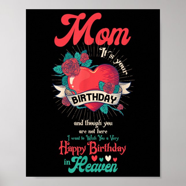 Angel Mom Happy Birthday In Heaven Memorial Day Lo Poster (Front)