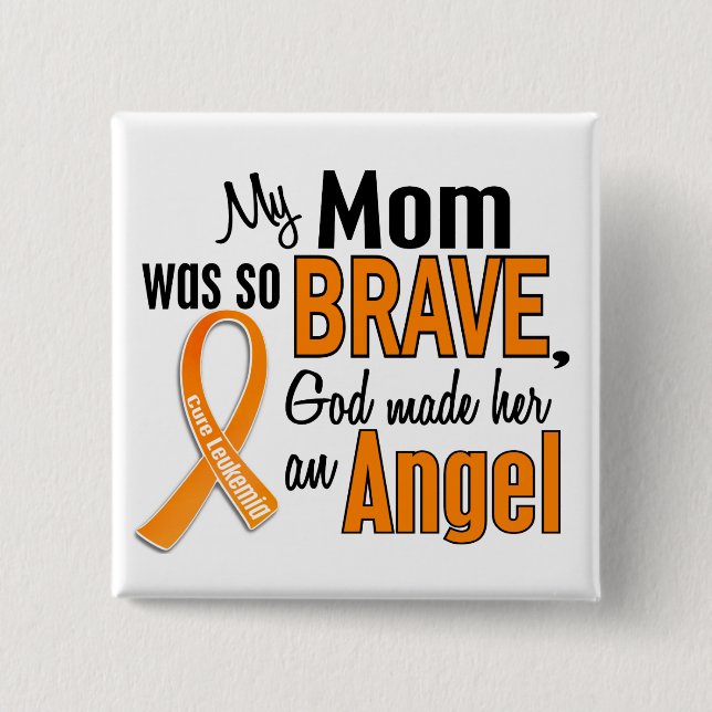 Angel Mom Leukemia Pinback Button (Front)