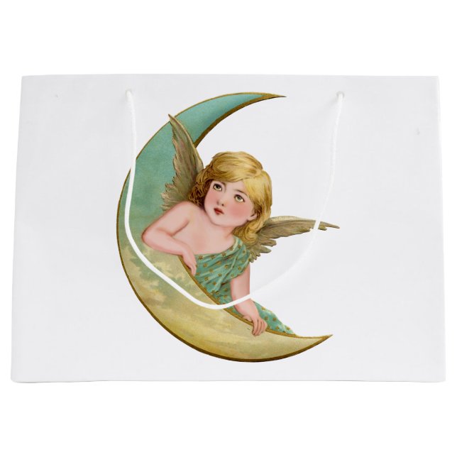 Angel Moon Painting Large Gift Bag (Front)