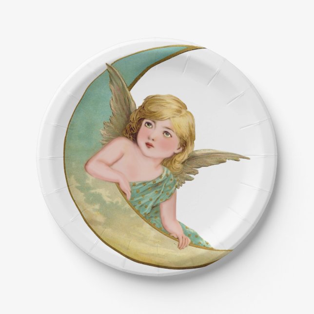 Angel Moon Painting Paper Plates (Front)