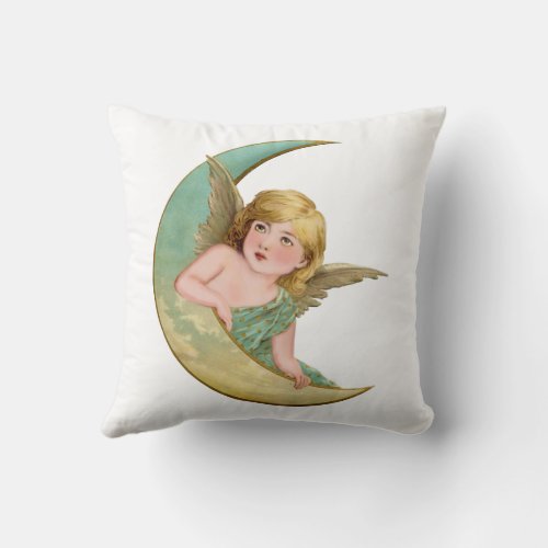 Angel Moon Painting Throw Pillow