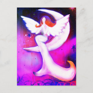 Angel Moon Stars Fairy Art Celestial Illustration Postcard