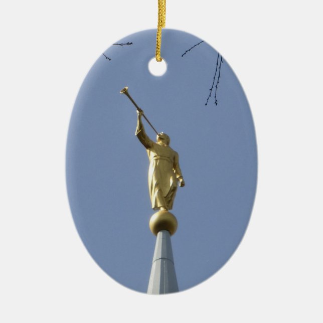 Angel Moroni Ceramic Ornament (Front)