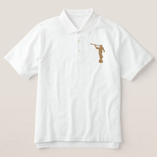 Angel Moroni LDS Embroidered Polo Shirt (Design Front)