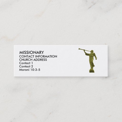 Customizable Angel MORONI LDS MISSIONARY CARDS Business Card