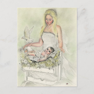 Angel mother baby postcard