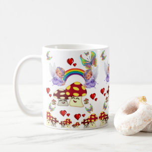 Angel Mushroom Butterfly Hearts Mug