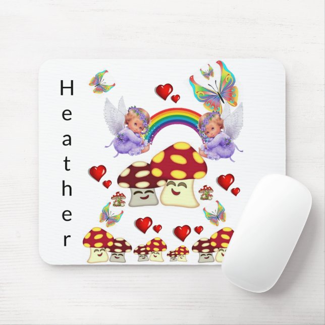 Angel Mushroom Hearts  Mouse Pad! Mouse Pad (With Mouse)