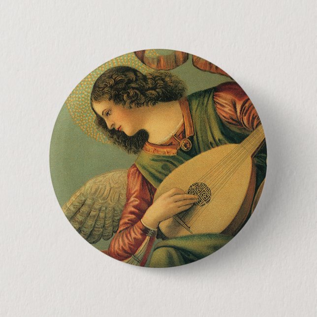 Angel Musician, Melozzo da Forli, Renaissance Art Button (Front)