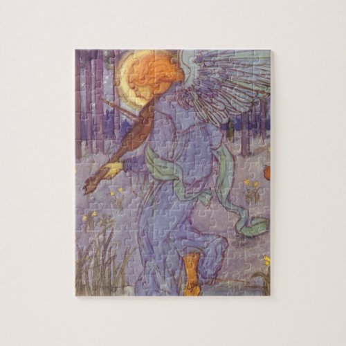 Angel Musician Playing a Violin Vintage Music Jigsaw Puzzle