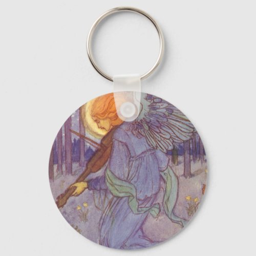 Angel Musician Playing a Violin Vintage Music Keychain