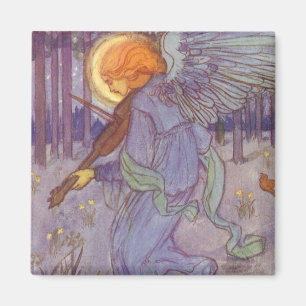Angel Musician Playing a Violin, Vintage Music Magnet