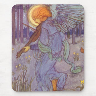 Angel Musician Playing a Violin, Vintage Music Mouse Pad