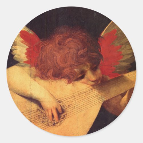 Angel Musician Rosso Fiorentino Christian Classic Round Sticker