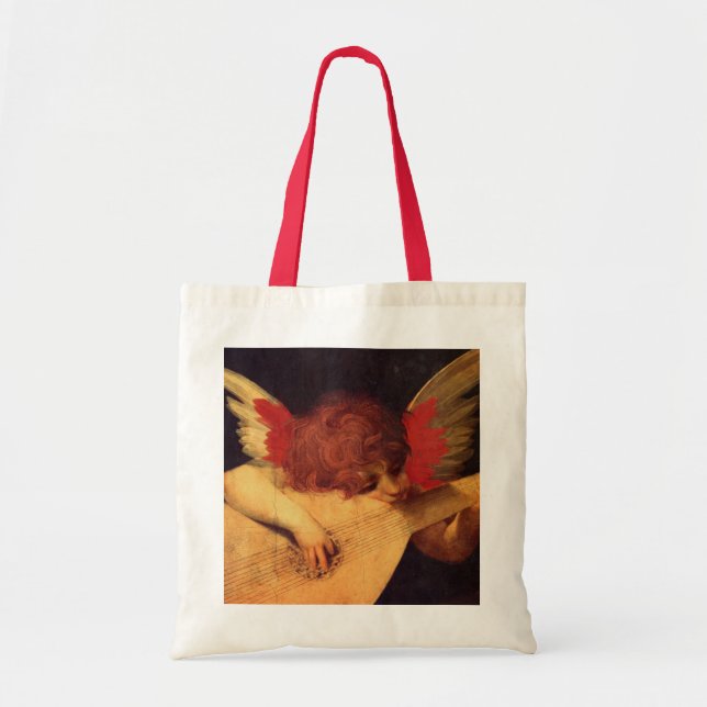 Angel Musician, Rosso Fiorentino Christian Tote Bag (Front)