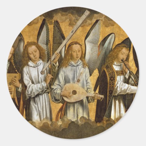 Angel Musicians c1480 Classic Round Sticker