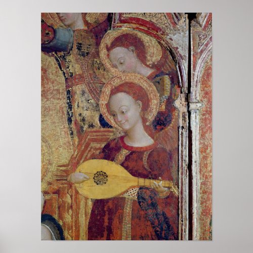 Angel musicians from painting of Virgin and Child Poster