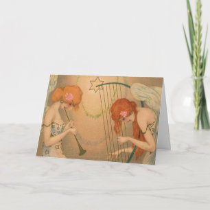 Angel Musicians Vintage Music Victorian Christmas Holiday Card