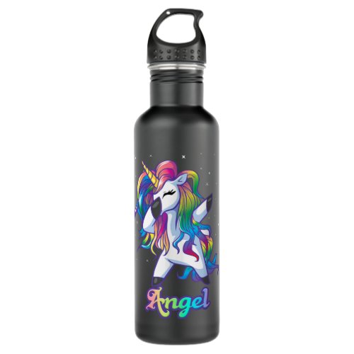 ANGEL Name Personalized Custom Rainbow Unicorn Dab Stainless Steel Water Bottle