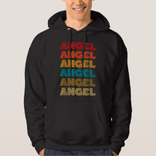 Angel Name, Retro Given Name Colorful Inline Font Hoodie