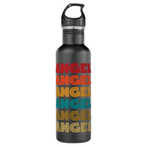 Angel Name Retro Given Name Colorful Inline Font  Stainless Steel Water Bottle