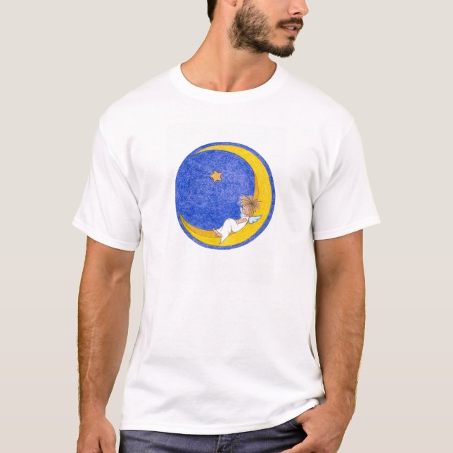 Angel Napping on the Moon T-Shirt (Front)
