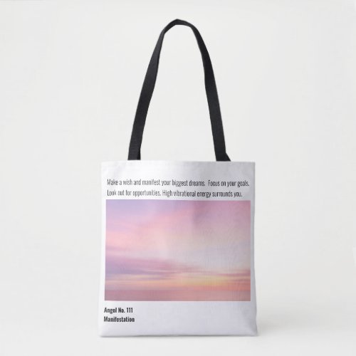 Angel No 111 Manifestation Pink Sunset Tote Bag