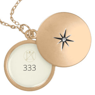 Angel Number 333 Round Locket, Gold Plated Gold Plated Necklace