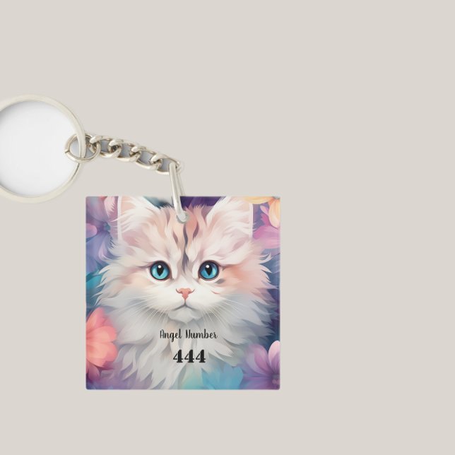 Angel number 444 cat keychain (Creator Uploaded)