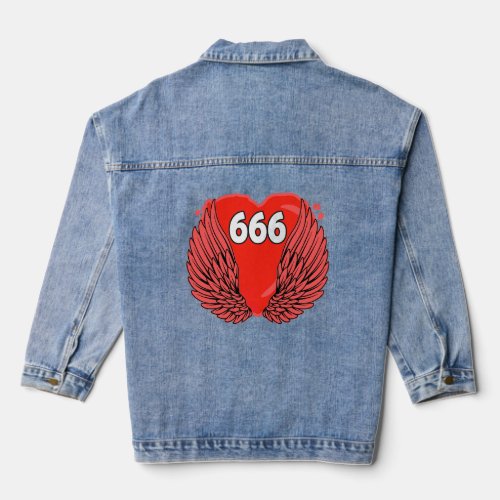 Angel Number 666 Sacred Geometry Spiritual Awakeni Denim Jacket