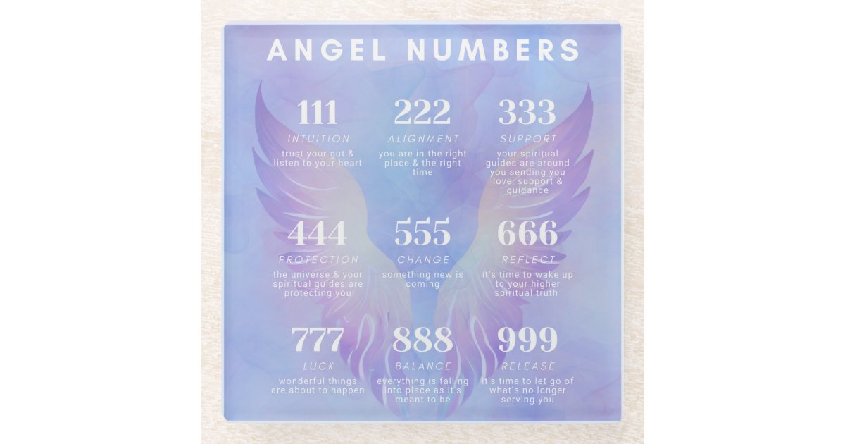 Angel Number Meanings Collection Glass Coaster | Zazzle