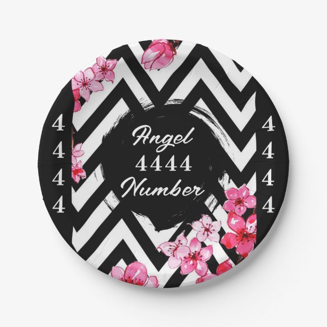 Angel Numberr "4444"  Paper Plates (Front)