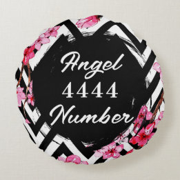 Angel Numberr "4444" Round Pillow
