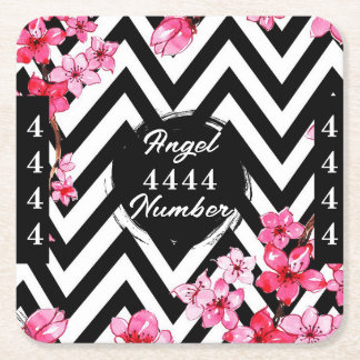 Angel Numberr "4444" Square Paper Coaster