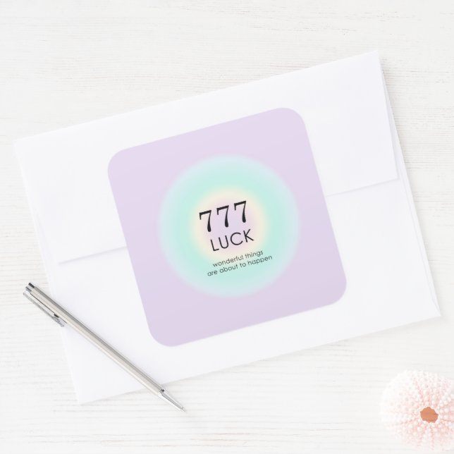 Angel Numbers Numerology 777 Luck  Square Sticker (Envelope)
