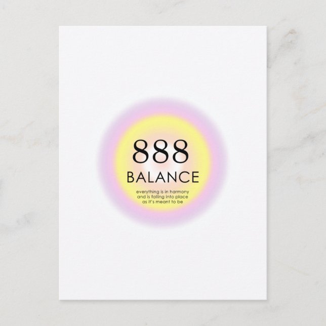 Angel Numbers Numerology Meaning 888 Balance   Postcard (Front)