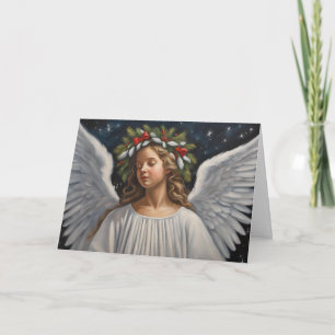 Angel of Christmas with Beautiful Wreath Card