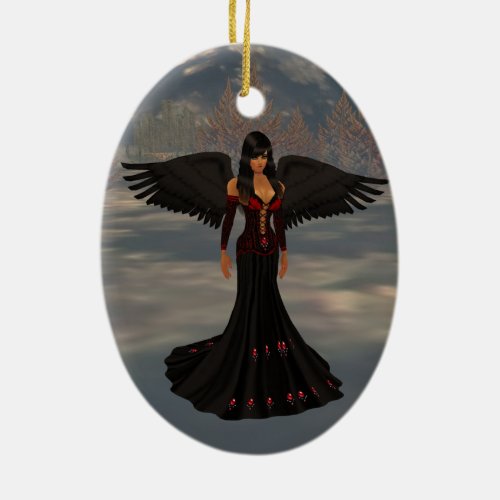 Angel Of Darkness Oval Ornament
