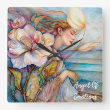 Angel Of Emotios Turquoise Wall Clock