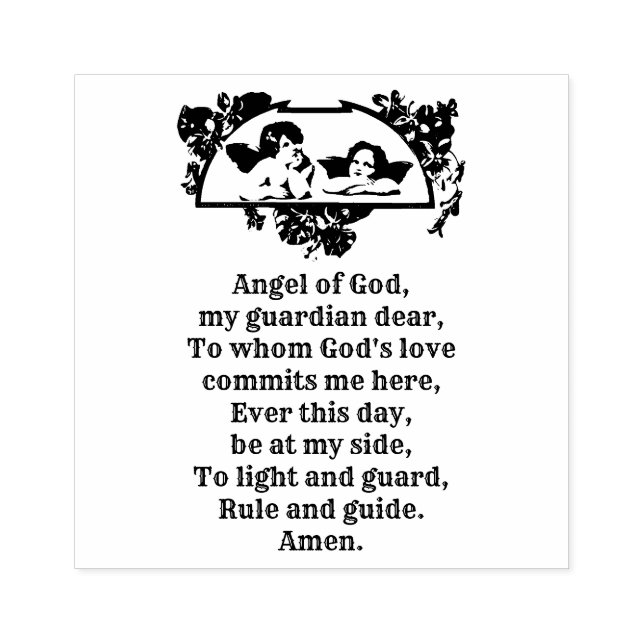 Angel of God Catholic Religious Prayer Rubber Stamp (Imprint)