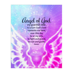 Angel of God Pink Purple Watercolor Wings Prayer Acrylic Print