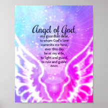 Angel of God Pink Purple Watercolor Wings Prayer