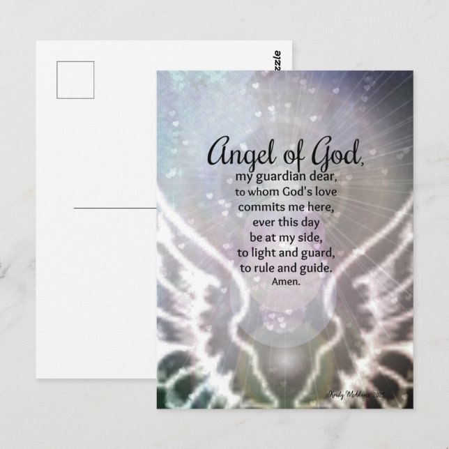 Angel of God Prayer Guardian Angel Modern Neutral Postcard (Front/Back)